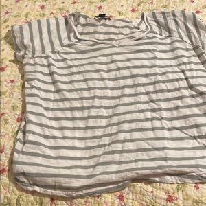 Lane Bryant Gray Striped Short Sleeve Tee